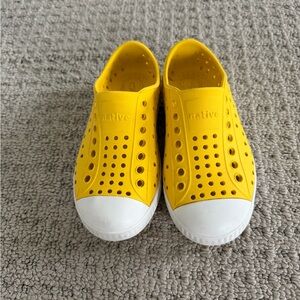 Native Kids Slip-On Water Shoes in Bright Yellow with White Toe